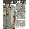 image33000ft Mens Fishing Shirts Lightweight Cool Quick Dry Sun Protection UV Short Sleeve Shirt for Casual Hiking Safari TravelGray Green