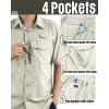 image33000ft Mens Fishing Shirts Lightweight Cool Quick Dry Sun Protection UV Short Sleeve Shirt for Casual Hiking Safari TravelKhaki