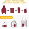 image33000ft Mens Lightweight Packable Insulated Puffer Winter Jacket with Hood WaterResistant Down Alternative Puffy CoatCrimsonBlue