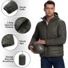 image33000ft Mens Lightweight Packable Insulated Puffer Winter Jacket with Hood WaterResistant Down Alternative Puffy CoatDeep Green