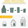 image33000ft Mens Lightweight Packable Insulated Puffer Winter Jacket with Hood WaterResistant Down Alternative Puffy CoatForest Green
