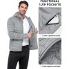 image33000ft Mens Lightweight Packable Insulated Puffer Winter Jacket with Hood WaterResistant Down Alternative Puffy CoatMid Grey