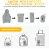 image33000ft Mens Lightweight Packable Insulated Puffer Winter Jacket with Hood WaterResistant Down Alternative Puffy CoatMid Grey