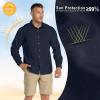 image33000ft Mens Long Sleeve Hiking Shirts Lightweight Quick Dry Sun Protection UV UPF 50 Fishing Shirt Outdoor Safari TravelDark Blue