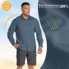 image33000ft Mens Long Sleeve Hiking Shirts Lightweight Quick Dry Sun Protection UV UPF 50 Fishing Shirt Outdoor Safari TravelDeep Blue
