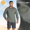 image33000ft Mens Long Sleeve Hiking Shirts Lightweight Quick Dry Sun Protection UV UPF 50 Fishing Shirt Outdoor Safari TravelLight Army Green
