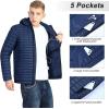 image33000ft Mens Thermolite Packable Hooded Quilted Puffer Jacket Lightweight Warm Puffy Insulated Winter CoatBlue