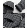 image33000ft Mens Thermolite Packable Hooded Quilted Puffer Jacket Lightweight Warm Puffy Insulated Winter CoatDark Grey