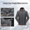 image33000ft Mens Thermolite Packable Hooded Quilted Puffer Jacket Lightweight Warm Puffy Insulated Winter CoatDark Grey