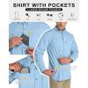 image33000ft Mens UPF 50 UV Protection Long Sleeve Hiking Shirts Breathable Quick Dry Fishing Shirts for Safari OutdoorLight Blue