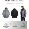 image33000ft Mens Waterproof Jacket Insulated Warm 3in1 Ski Snow Winter Coat Windproof Softshell Fleece RaincoatDark Gray
