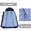 image33000ft Womens 3 in 1 Hooded Waterproof Coat Winter Ski Hiking Rain Jacket Softshell Fleece Lined Raincoat WindbreakerBlue