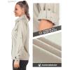 image33000ft Womens UPF 50 UV Sun Protection Shirt Cool Quick Dry Long Sleeve Outdoor Fishing Hiking Safari Travel ShirtLight Khaki