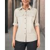 image33000ft Womens UPF 50 UV Sun Protection Shirt Cool Quick Dry Long Sleeve Outdoor Fishing Hiking Safari Travel ShirtLight Khaki