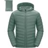 image33000ft Mens Lightweight Packable Insulated Puffer Winter Jacket with Hood WaterResistant Down Alternative Puffy CoatForest Green