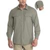 image33000ft Mens Long Sleeve Sun Protection Shirt UPF 50 UV Quick Dry Cooling Fishing Shirts for Travel Safari Camping HikingGray Green