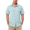 image33000ft Mens UPF 50 UV Short Sleeve Hiking Fishing Shirt Quick Dry Cooling PFG Sun Protection Shirt for Travel SafariMint Green