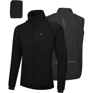 image33000ft Mens Cycling Jacket Long Sleeve Waterproof Running Bike Vest Outerwear Reflective Windproof Sleeveless JacketBlack