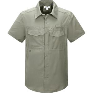 image33000ft Mens Fishing Shirts Lightweight Cool Quick Dry Sun Protection UV Short Sleeve Shirt for Casual Hiking Safari TravelGray Green