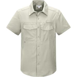 image33000ft Mens Fishing Shirts Lightweight Cool Quick Dry Sun Protection UV Short Sleeve Shirt for Casual Hiking Safari TravelKhaki