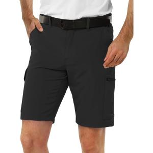 image33000ft Mens Golf Shorts 10quot Inseam with Zipper Pocket Lightweight Quick Dry Stretch Hiking Cargo Shorts for Travel FishingBlack