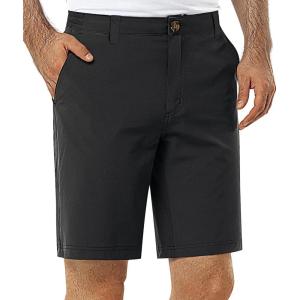 image33000ft Mens Golf Shorts 9 inch Inseam Quick Dry Elastic Waist ClassicFit Drawstring Dress Shorts Hiking Fishing BusinessBlack
