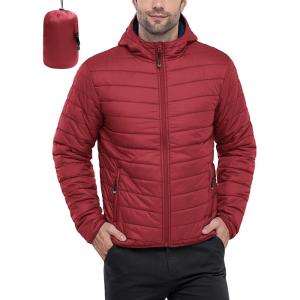 image33000ft Mens Lightweight Packable Insulated Puffer Winter Jacket with Hood WaterResistant Down Alternative Puffy CoatCrimsonBlue