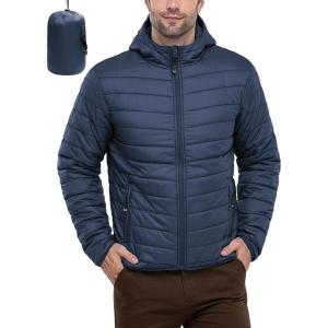 image33000ft Mens Lightweight Packable Insulated Puffer Winter Jacket with Hood WaterResistant Down Alternative Puffy CoatSolid Blue