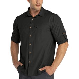 image33000ft Mens Long Sleeve Hiking Shirts Lightweight Quick Dry Sun Protection UV UPF 50 Fishing Shirt Outdoor Safari TravelBlack