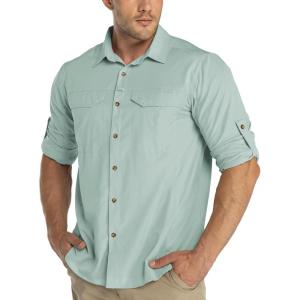 image33000ft Mens Long Sleeve Hiking Shirts Lightweight Quick Dry Sun Protection UV UPF 50 Fishing Shirt Outdoor Safari TravelMint Green