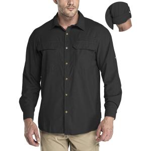 image33000ft Mens Long Sleeve Sun Protection Shirt UPF 50 UV Quick Dry Cooling Fishing Shirts for Travel Safari Camping HikingBlack