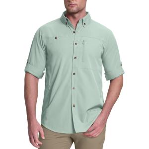 image33000ft Mens UPF 50 UV Protection Long Sleeve Hiking Shirts Breathable Quick Dry Fishing Shirts for Safari OutdoorAqua Tone