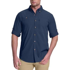 image33000ft Mens UPF 50 UV Protection Long Sleeve Hiking Shirts Breathable Quick Dry Fishing Shirts for Safari OutdoorCyanic Blue