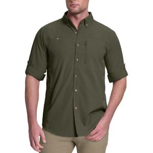 image33000ft Mens UPF 50 UV Protection Long Sleeve Hiking Shirts Breathable Quick Dry Fishing Shirts for Safari OutdoorGreen