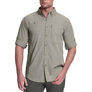 image33000ft Mens UPF 50 UV Protection Long Sleeve Hiking Shirts Breathable Quick Dry Fishing Shirts for Safari OutdoorMid Grey