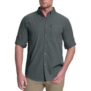 image33000ft Mens UPF 50 UV Protection Long Sleeve Hiking Shirts Breathable Quick Dry Fishing Shirts for Safari OutdoorPlain Grey