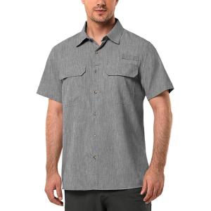 image33000ft Mens UPF 50 UV Short Sleeve Hiking Fishing Shirt Quick Dry Cooling PFG Sun Protection Shirt for Travel SafariGrey Heather