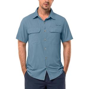 image33000ft Mens UPF 50 UV Short Sleeve Hiking Fishing Shirt Quick Dry Cooling PFG Sun Protection Shirt for Travel SafariOcean Blue