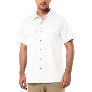 image33000ft Mens UPF 50 UV Short Sleeve Hiking Fishing Shirt Quick Dry Cooling PFG Sun Protection Shirt for Travel SafariWhite