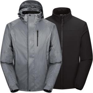 image33000ft Mens Waterproof Jacket Insulated Warm 3in1 Ski Snow Winter Coat Windproof Softshell Fleece RaincoatDark Gray