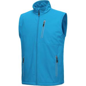 image33000ft Mens Windproof Lightweight Golf Vest Outerwear with Pockets Softshell Sleeveless Jacket for Running Hiking SportsBright Blue