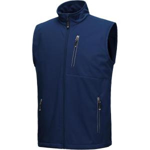 image33000ft Mens Windproof Lightweight Golf Vest Outerwear with Pockets Softshell Sleeveless Jacket for Running Hiking SportsDeep Blue