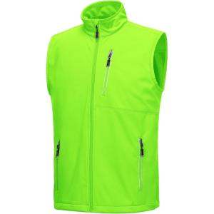 image33000ft Mens Windproof Lightweight Golf Vest Outerwear with Pockets Softshell Sleeveless Jacket for Running Hiking SportsFluorescent Green