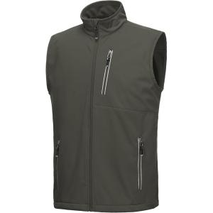 image33000ft Mens Windproof Lightweight Golf Vest Outerwear with Pockets Softshell Sleeveless Jacket for Running Hiking SportsGreenish Brown