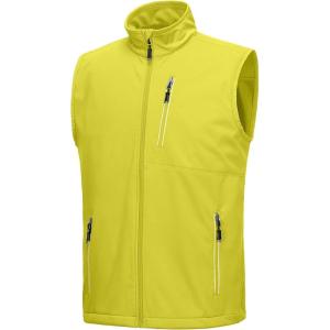 image33000ft Mens Windproof Lightweight Golf Vest Outerwear with Pockets Softshell Sleeveless Jacket for Running Hiking SportsLemon