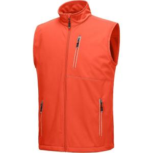 image33000ft Mens Windproof Lightweight Golf Vest Outerwear with Pockets Softshell Sleeveless Jacket for Running Hiking SportsTangerine