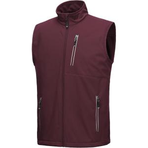 image33000ft Mens Windproof Lightweight Golf Vest Outerwear with Pockets Softshell Sleeveless Jacket for Running Hiking SportsWine