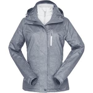 image33000ft Womens 3 in 1 Hooded Waterproof Coat Winter Ski Hiking Rain Jacket Softshell Fleece Lined Raincoat WindbreakerGrey
