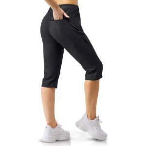 image33000ft Womens Capri Golf Pants Casual Quick Dry UPF 50 Lightweight Stretch Cargo Hiking Pants with PocketsBlacknew