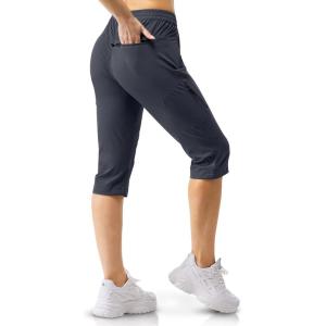 image33000ft Womens Capri Golf Pants Casual Quick Dry UPF 50 Lightweight Stretch Cargo Hiking Pants with PocketsGreynew